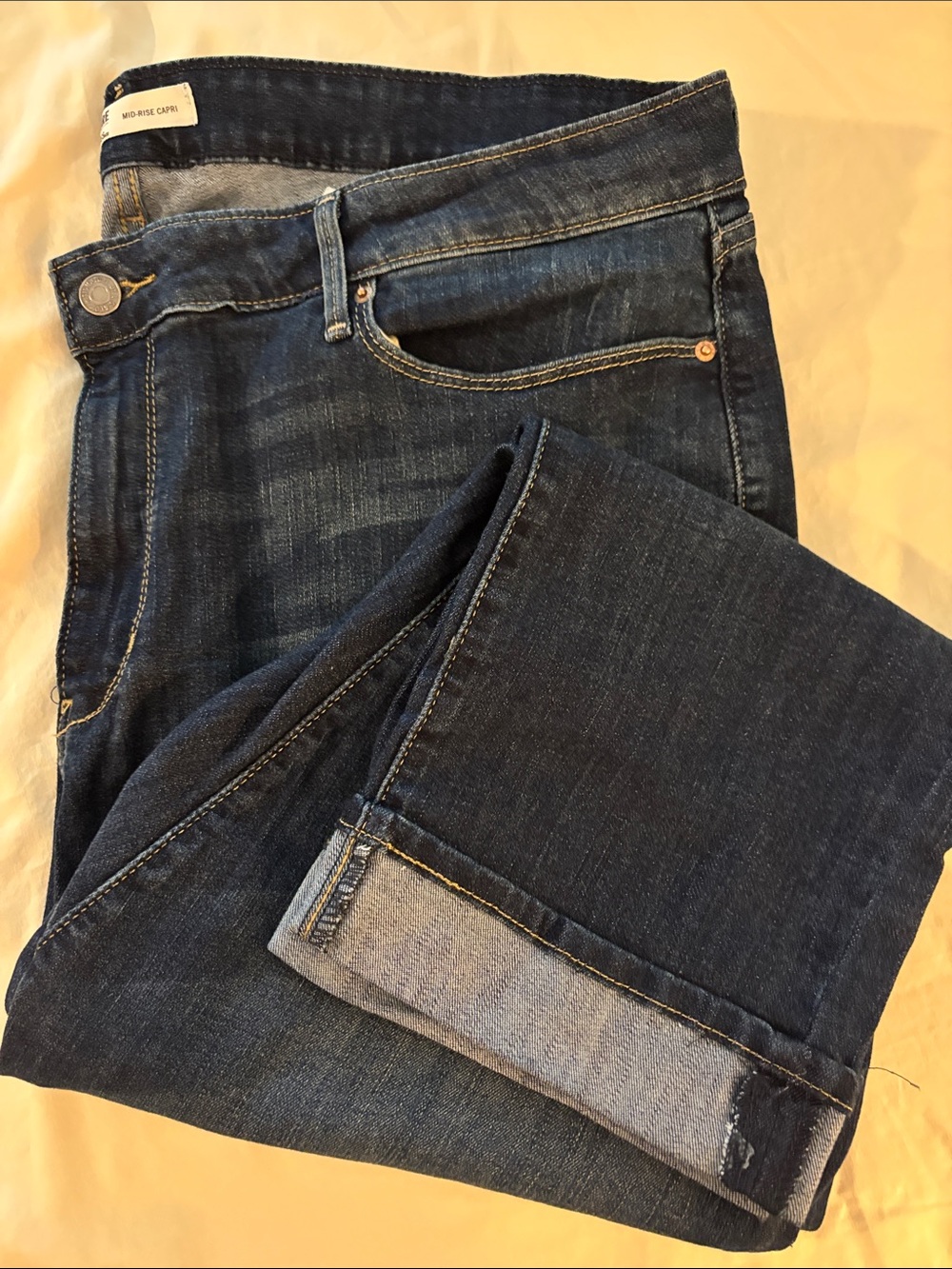 Signature by Levi Strauss Dark Blue Cropped Jeans with Fold Cuff